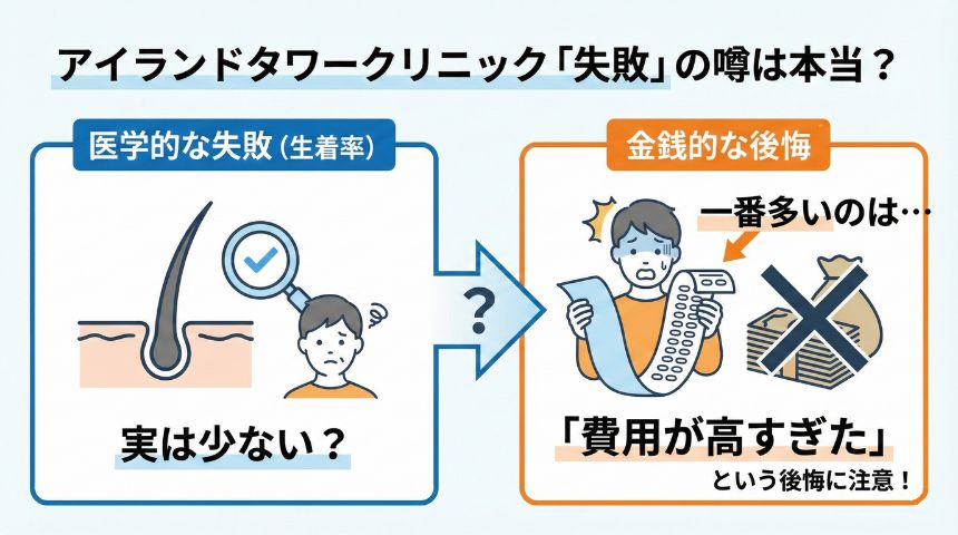 アイランドタワークリニック「失敗」の噂は本当？のイメージイラスト
