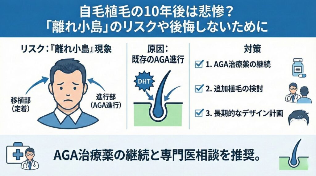 自毛植毛の10年後は悲惨？「離れ小島」のリスクや後悔しないために（知恵袋レポ）